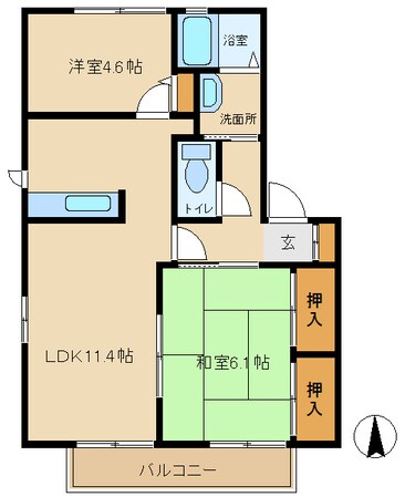 飾磨駅 徒歩18分 2階の物件間取画像